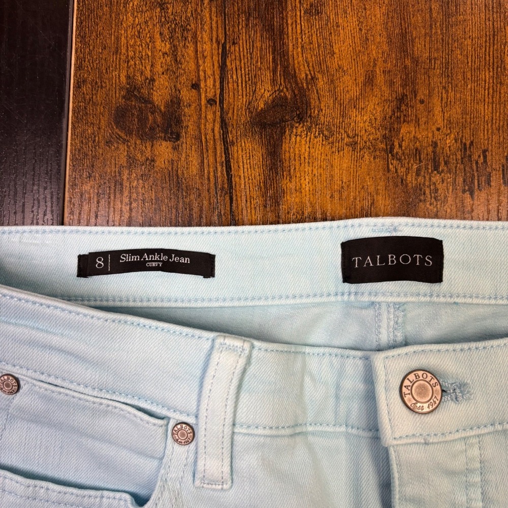 Talbots Slim Ankle Jeans Curvy‎ Fit Light Blue Women Size 8 Denim Pants - Picture 3 of 6